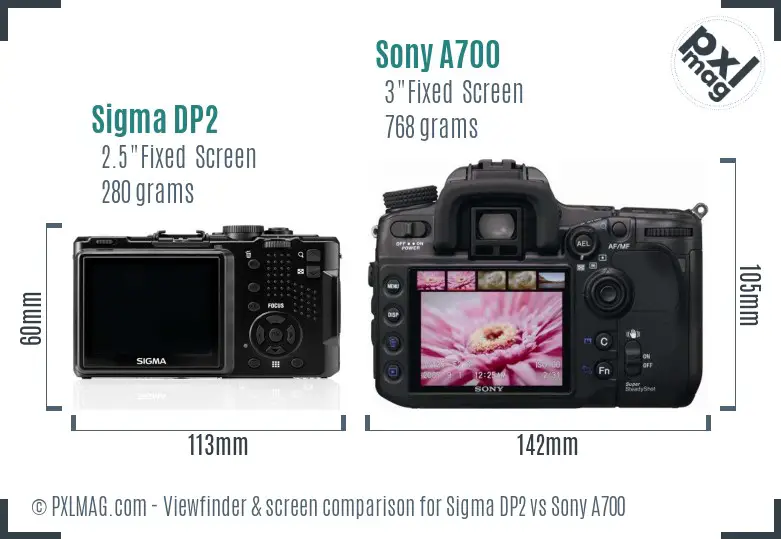 Sigma DP2 vs Sony A700 Screen and Viewfinder comparison Sigma DP2 vs Sony A700 Screen and Viewfinder comparison