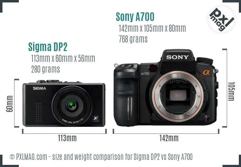 Sigma DP2 vs Sony A700 size comparison Sigma DP2 vs Sony A700 size comparison