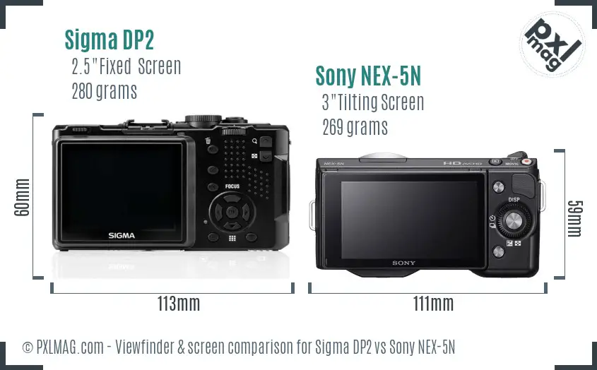 Sigma DP2 vs Sony NEX-5N Screen and Viewfinder comparison