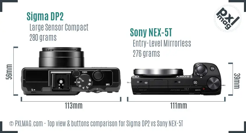 Sigma DP2 vs Sony NEX-5T top view buttons comparison