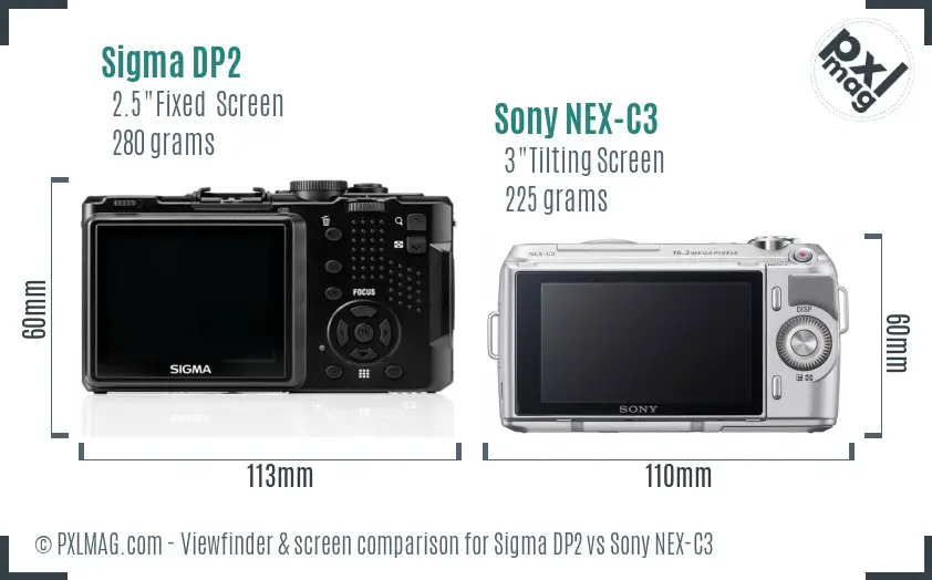 Sigma DP2 vs Sony NEX-C3 Screen and Viewfinder comparison