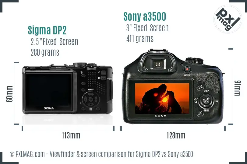 Sigma DP2 vs Sony a3500 Screen and Viewfinder comparison