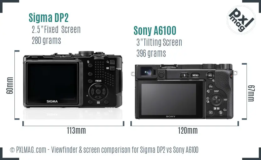Sigma DP2 vs Sony A6100 Screen and Viewfinder comparison