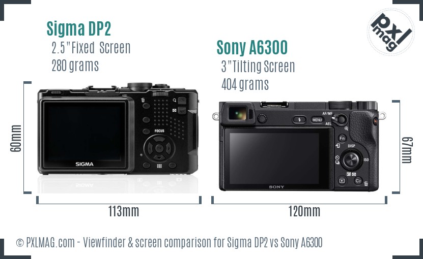 Sigma DP2 vs Sony A6300 Screen and Viewfinder comparison