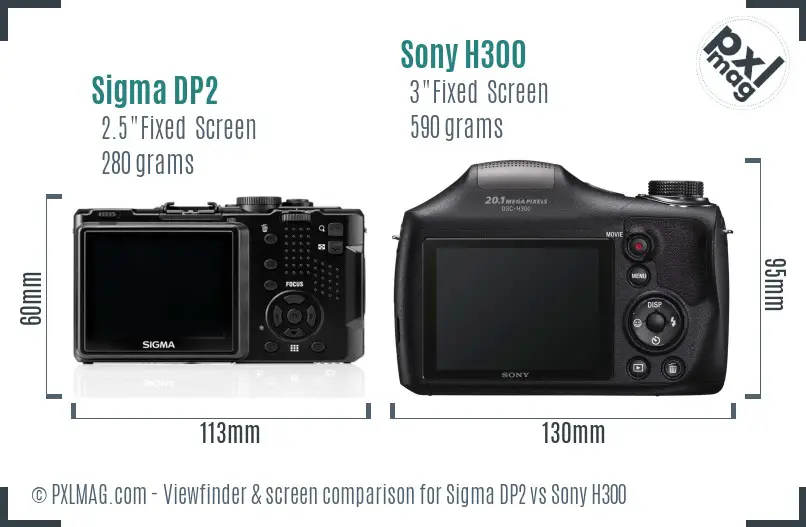 Sigma DP2 vs Sony H300 Screen and Viewfinder comparison