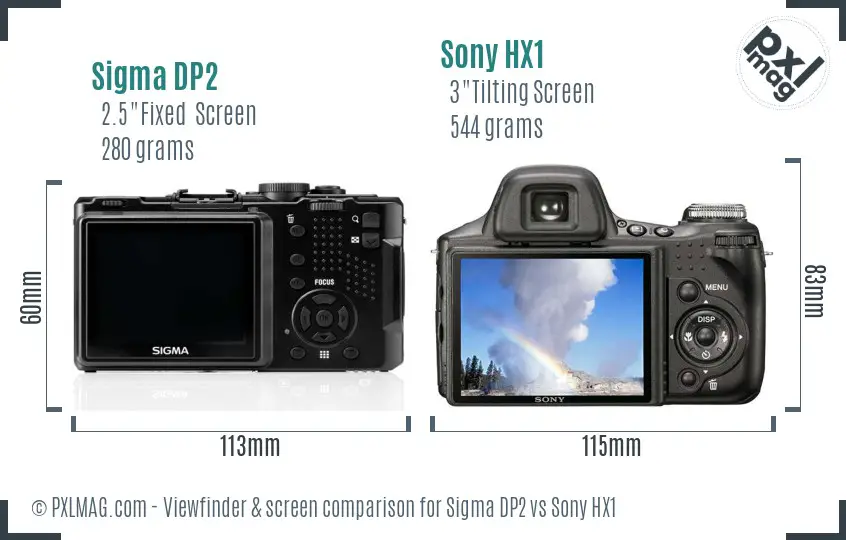 Sigma DP2 vs Sony HX1 Screen and Viewfinder comparison Sigma DP2 vs Sony HX1 Screen and Viewfinder comparison