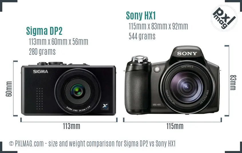 Sigma DP2 vs Sony HX1 size comparison Sigma DP2 vs Sony HX1 size comparison