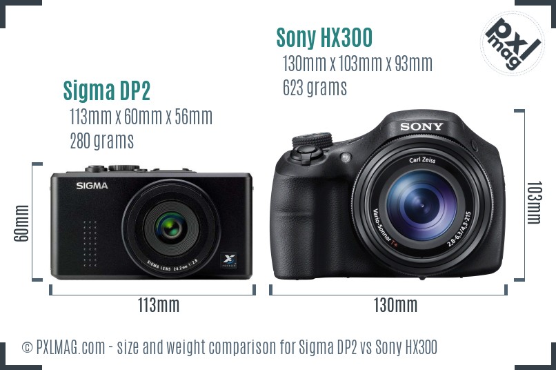 Sigma DP2 vs Sony HX300 size comparison Sigma DP2 vs Sony HX300 size comparison