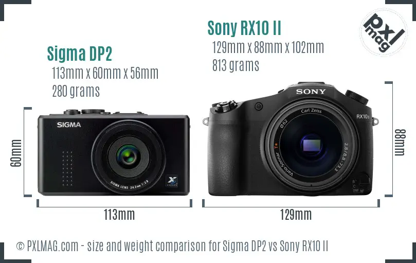 Sigma DP2 vs Sony RX10 II size comparison Sigma DP2 vs Sony RX10 II size comparison