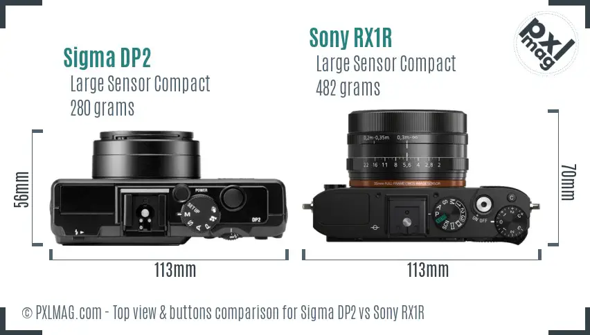 Sigma DP2 vs Sony RX1R top view buttons comparison