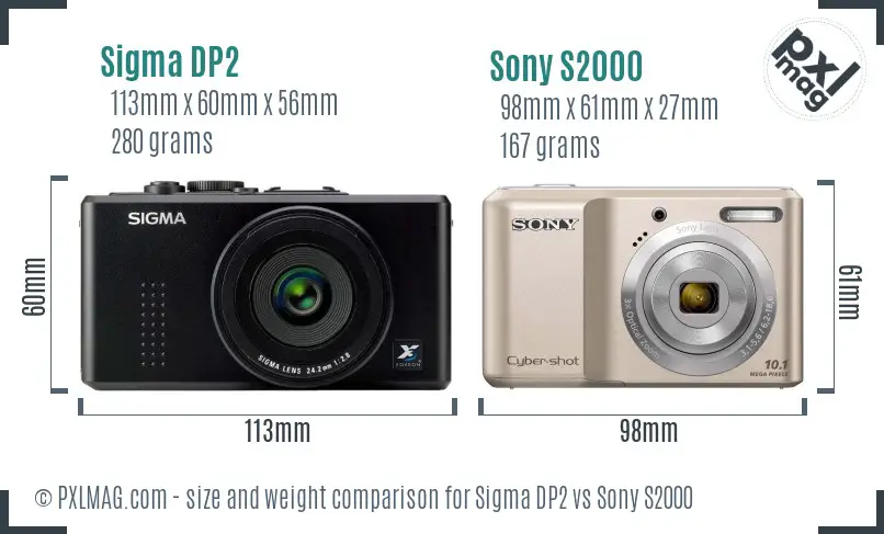 Sigma DP2 vs Sony S2000 size comparison