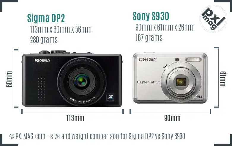 Sigma DP2 vs Sony S930 size comparison