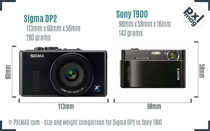 Sigma DP2 vs Sony T900 size comparison Sigma DP2 vs Sony T900 size comparison