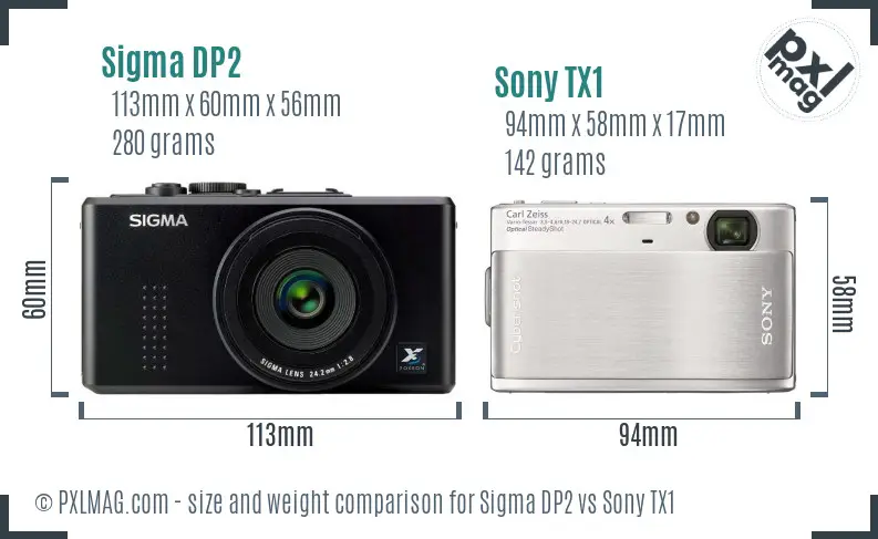 Sigma DP2 vs Sony TX1 size comparison