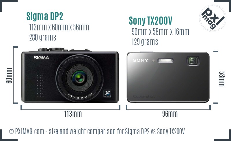 Sigma DP2 vs Sony TX200V size comparison