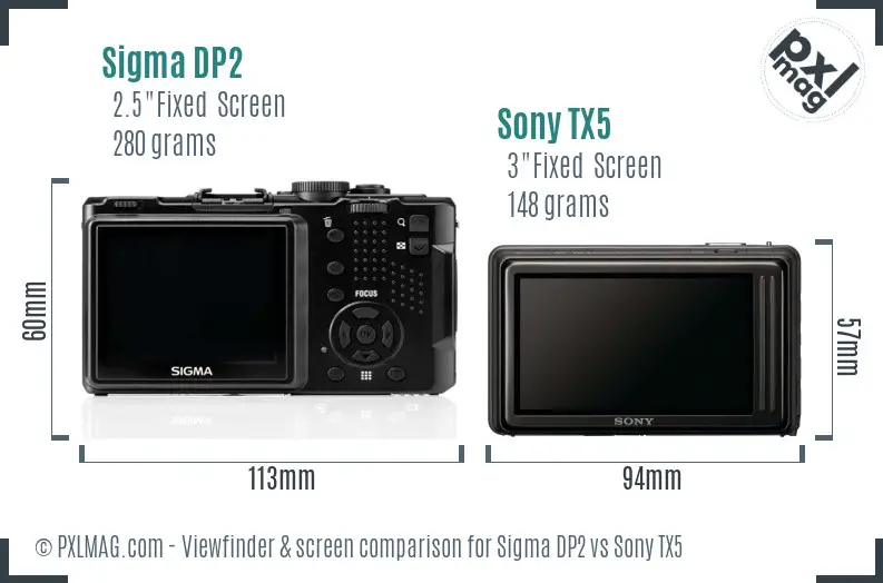 Sigma DP2 vs Sony TX5 Screen and Viewfinder comparison