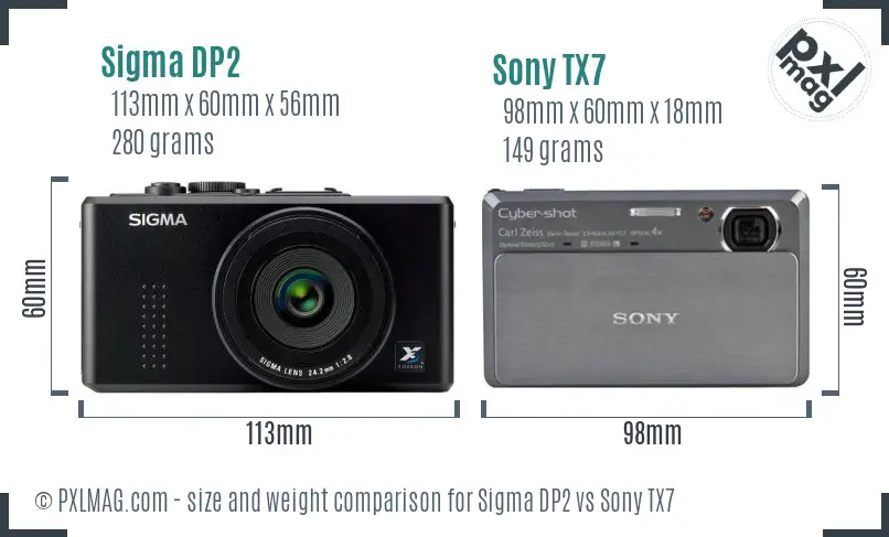 Sigma DP2 vs Sony TX7 size comparison