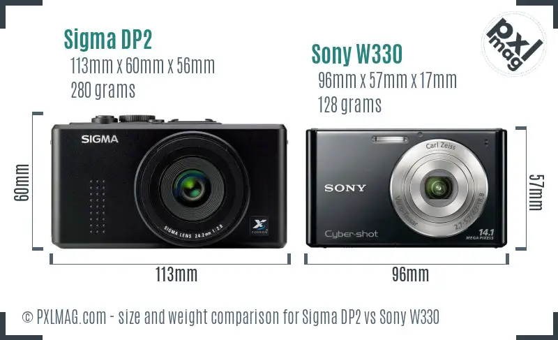 Sigma DP2 vs Sony W330 size comparison