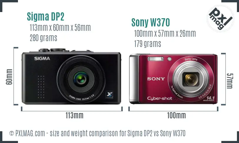 Sigma DP2 vs Sony W370 size comparison