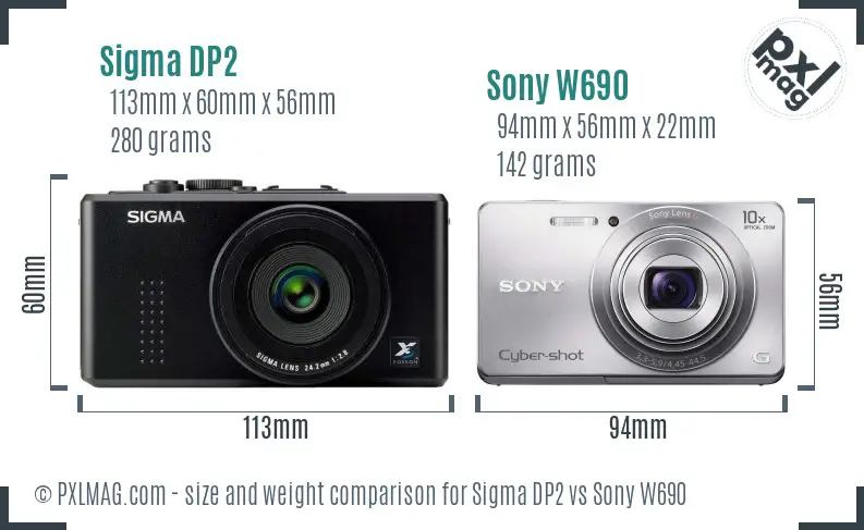 Sigma DP2 vs Sony W690 size comparison Sigma DP2 vs Sony W690 size comparison
