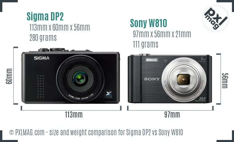 Sigma DP2 vs Sony W810 size comparison