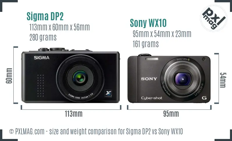 Sigma DP2 vs Sony WX10 size comparison