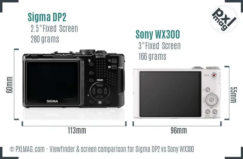 Sigma DP2 vs Sony WX300 Screen and Viewfinder comparison