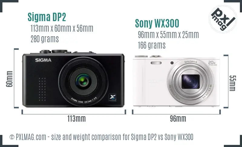 Sigma DP2 vs Sony WX300 size comparison