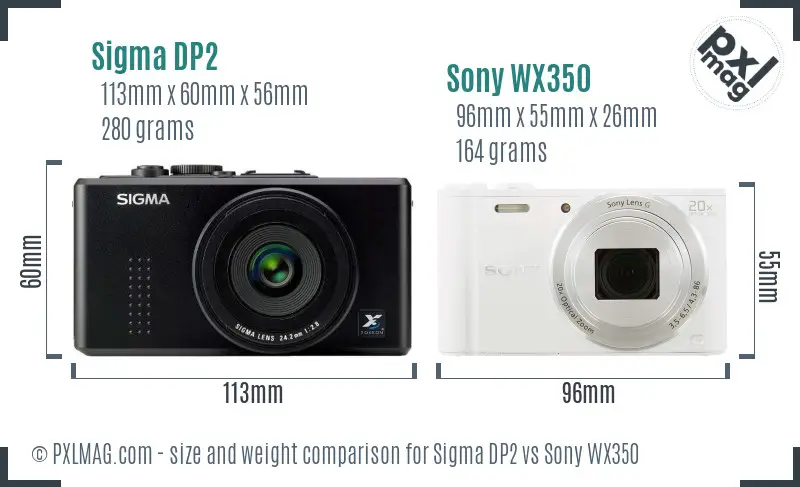 Sigma DP2 vs Sony WX350 size comparison