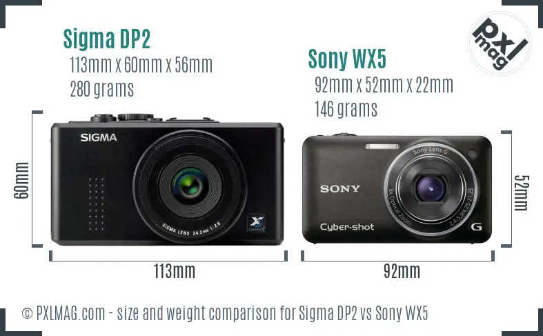 Sigma DP2 vs Sony WX5 size comparison