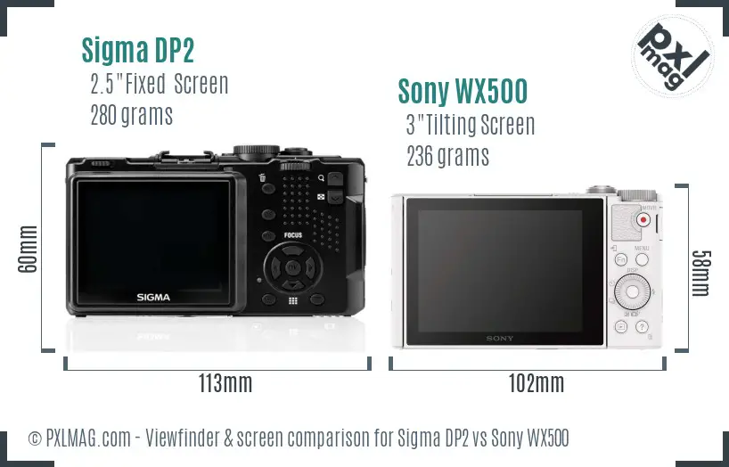 Sigma DP2 vs Sony WX500 Screen and Viewfinder comparison