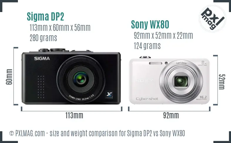 Sigma DP2 vs Sony WX80 size comparison