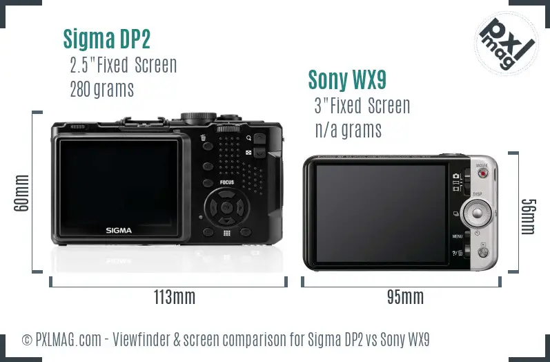 Sigma DP2 vs Sony WX9 Screen and Viewfinder comparison