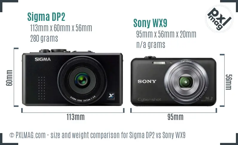 Sigma DP2 vs Sony WX9 size comparison