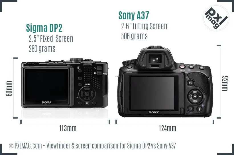 Sigma DP2 vs Sony A37 Screen and Viewfinder comparison