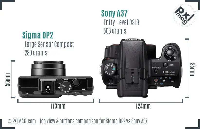 Sigma DP2 vs Sony A37 top view buttons comparison