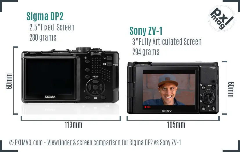 Sigma DP2 vs Sony ZV-1 Screen and Viewfinder comparison