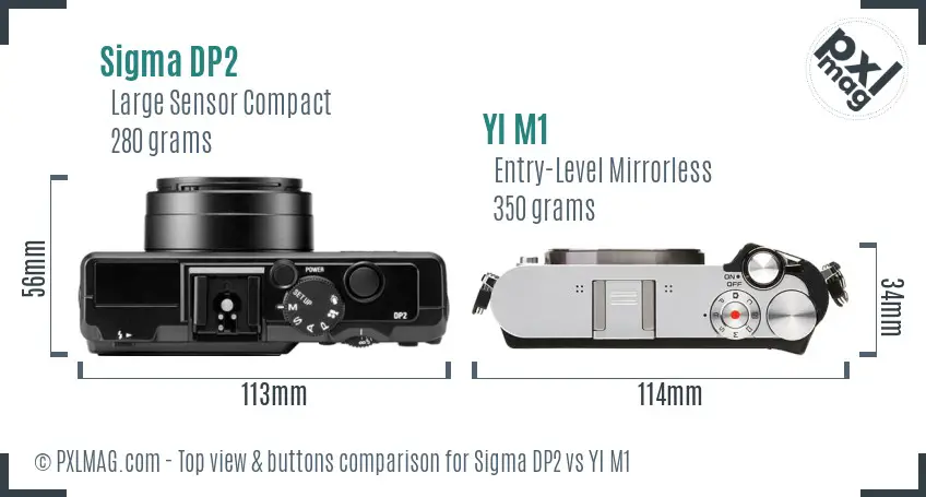 Sigma DP2 vs YI M1 top view buttons comparison