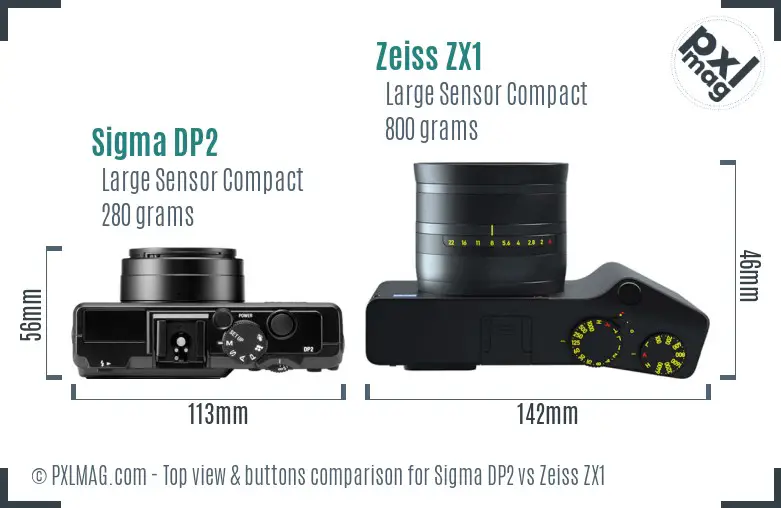 Sigma DP2 vs Zeiss ZX1 top view buttons comparison