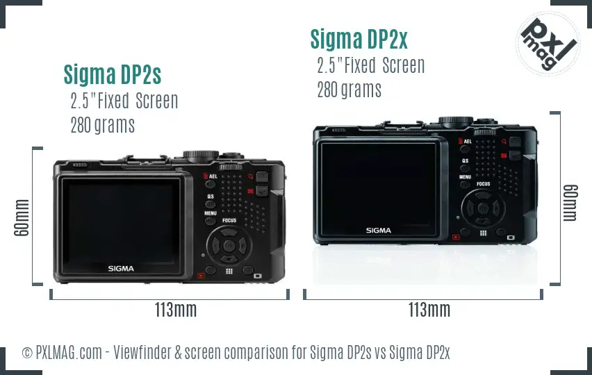 Sigma DP2s vs Sigma DP2x Screen and Viewfinder comparison