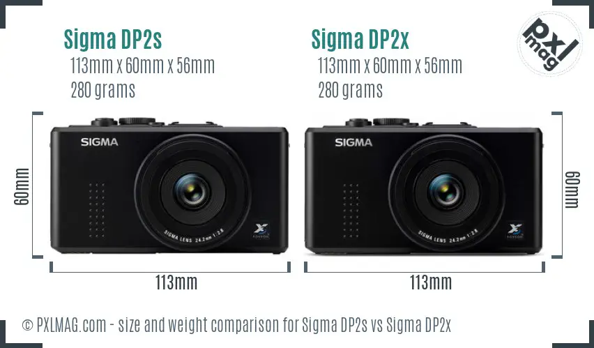 Sigma DP2s vs Sigma DP2x size comparison