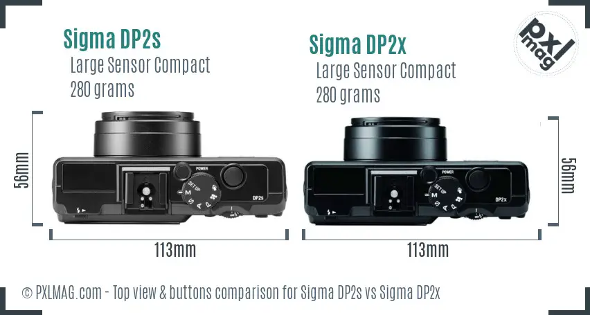 Sigma DP2s vs Sigma DP2x top view buttons comparison