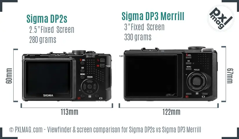 Sigma DP2s vs Sigma DP3 Merrill Screen and Viewfinder comparison