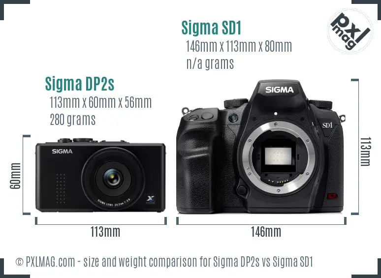 Sigma DP2s vs Sigma SD1 size comparison