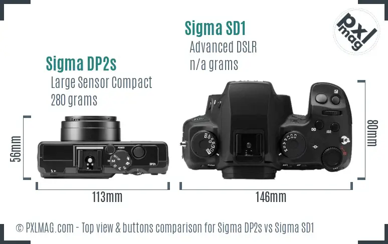 Sigma DP2s vs Sigma SD1 top view buttons comparison