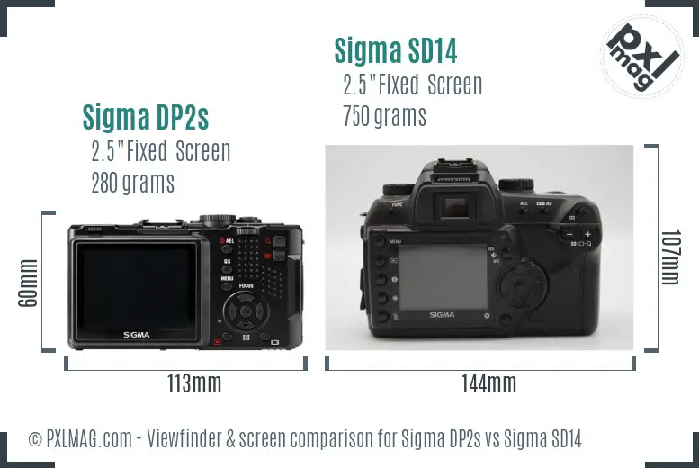 Sigma DP2s vs Sigma SD14 Screen and Viewfinder comparison