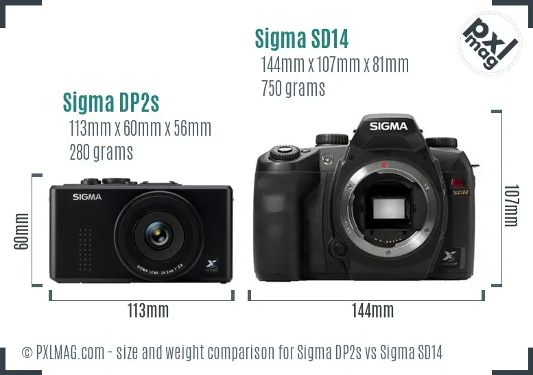 Sigma DP2s vs Sigma SD14 size comparison