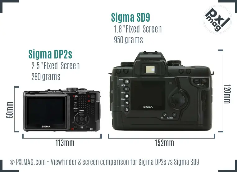 Sigma DP2s vs Sigma SD9 Screen and Viewfinder comparison