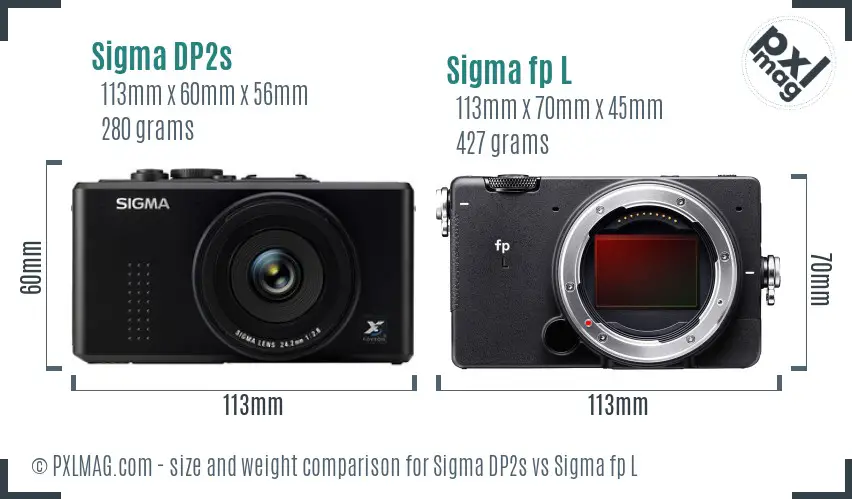 Sigma DP2s vs Sigma fp L size comparison