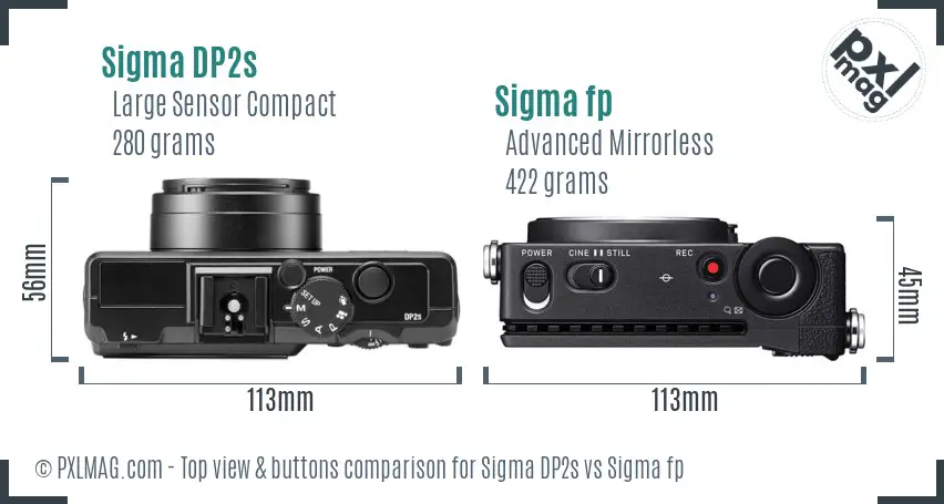 Sigma DP2s vs Sigma fp top view buttons comparison